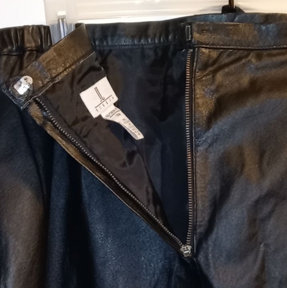 JL Studio Women Plus Size 34W, Black Long Leather Skirt - Picture 3 of 13